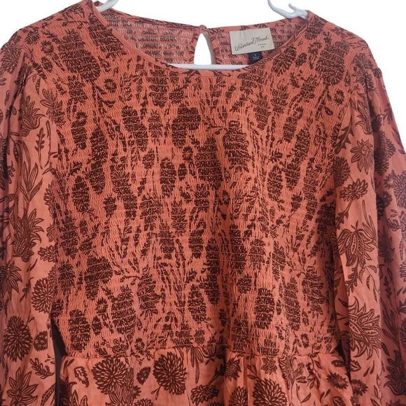 UNIVERSAL Thread Women's Coral Floral Cotton/Rayon/Spandex Smocked Balloon Sleev - Picture 4 of 9